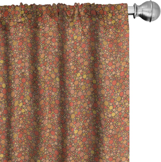 ABAKUHAUS – Retro Cirkel Voorhangen – 2x75x175 cm – Microfaser – Rood/Abrikoos