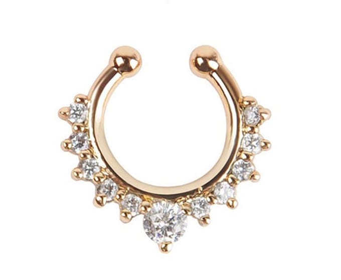 Neuspiercing Ringetje Cabantis|Fake Piercing|Neusring|Gold met Diamonds