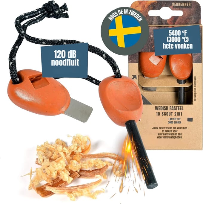 Core® Fire kit - Firesteel - Vuurmaker - Oranje - 24cm x 9cm x 3cm