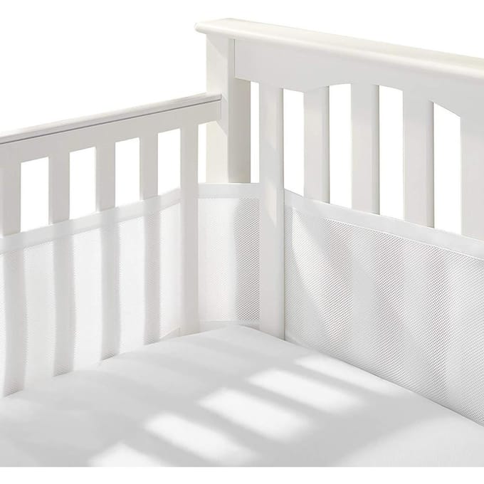 Ensemble de 2 tours de lit pour bébé, doublure en maille respirante et anti-collision blanc