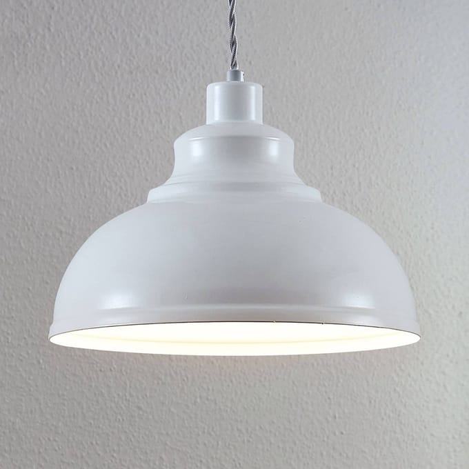 Lindby - hanglamp - 1licht - Metaal - H: 19.7 cm - E27 - wit