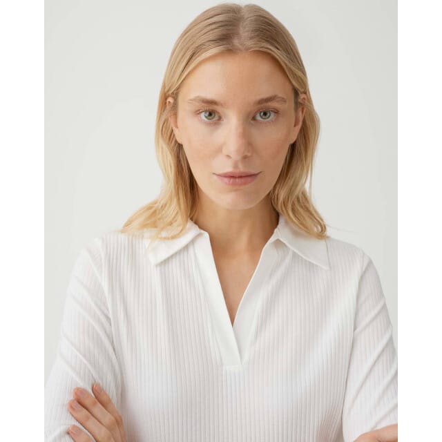 Shirt met lange mouwen van viscosemix met polokraag model 'Seti'