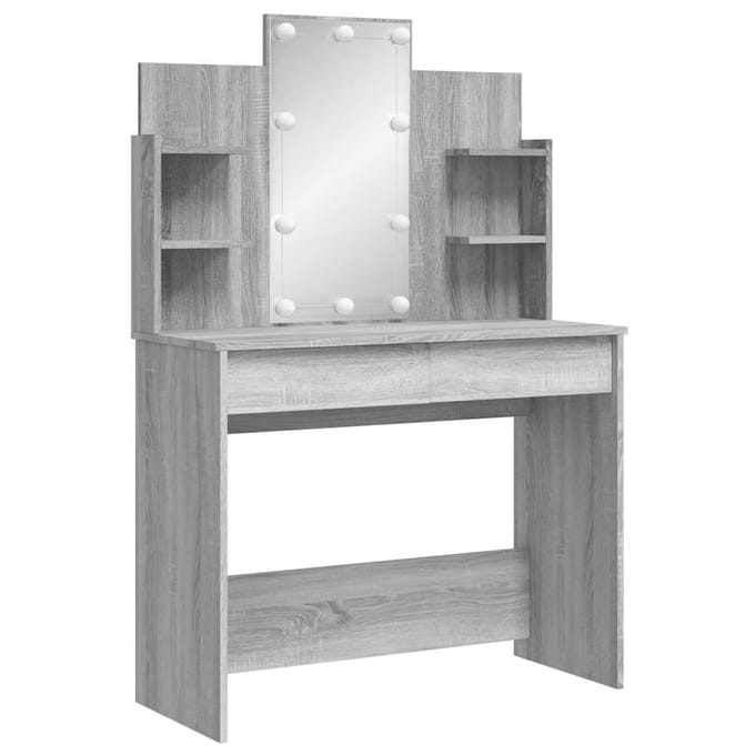 vidaXL - Kaptafel - met - LED-verlichting - 96x40x142 - cm - grijs - sonoma