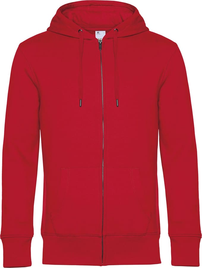 KING Zipped Hooded Sweatshirt B&C Collectie maat S Rood