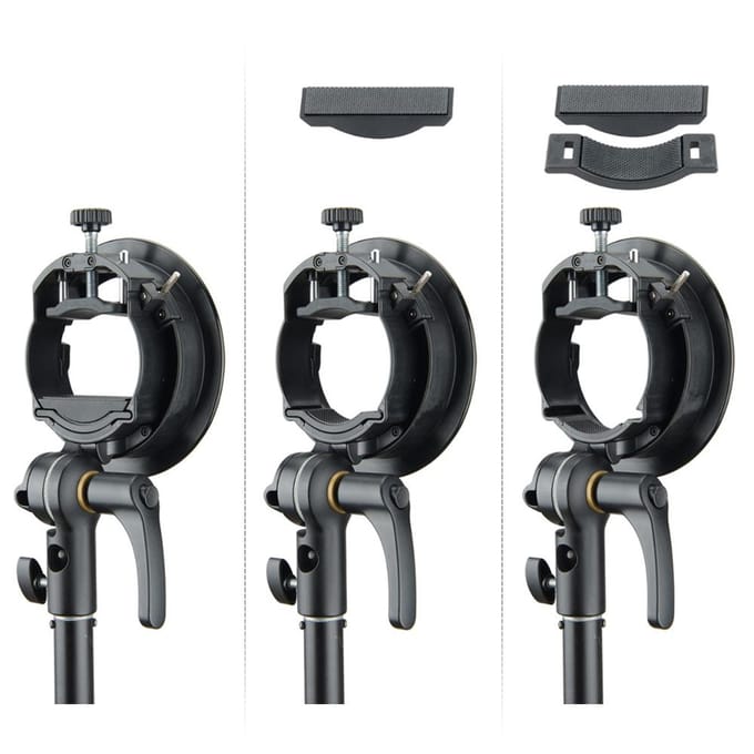Godox S2 Draagbare Flitser S-type Houder Speedlite Beugel met Bowens Mount voor Godox V1 Serie V860II zwart