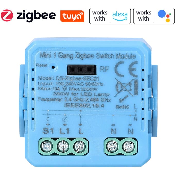 Tuya ZigBee Drukknop Normale schakelmodule Elektrisch apparaat voor thuisgebruik 1-voudige schakelaarbedieningsmodule QS-Zigbee-SEC01