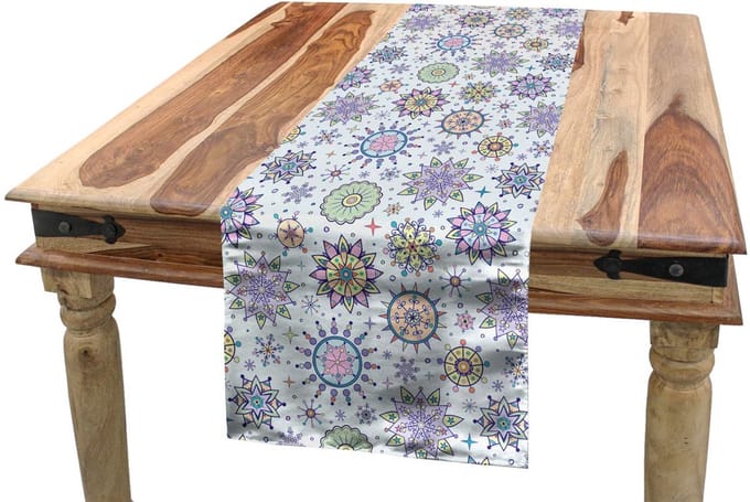 ABAKUHAUS Wintertafelrunner – Pastelbloemen Blizzard – 40×225 cm