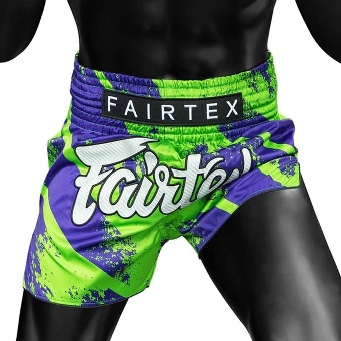 Fairtex Serie - Muay Thai Shorts - Niebieskie/Zielone - Medium