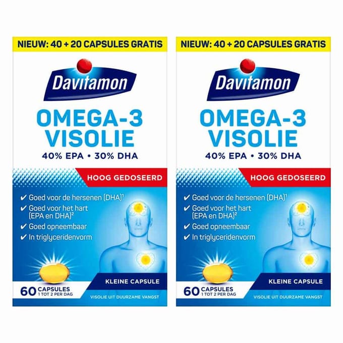 Davitamon - Omega-3 Visolie - 2 x 60 capsules - Voordeelverpakking