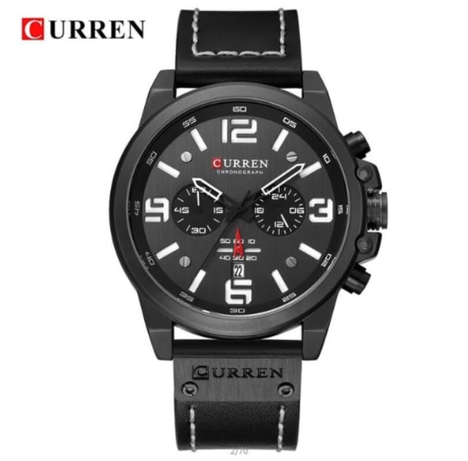 Curren Horloge Ø 47 - Met Datumaanduiding - Zwart - Kunstleer - Inclusief Horlogedoosje
