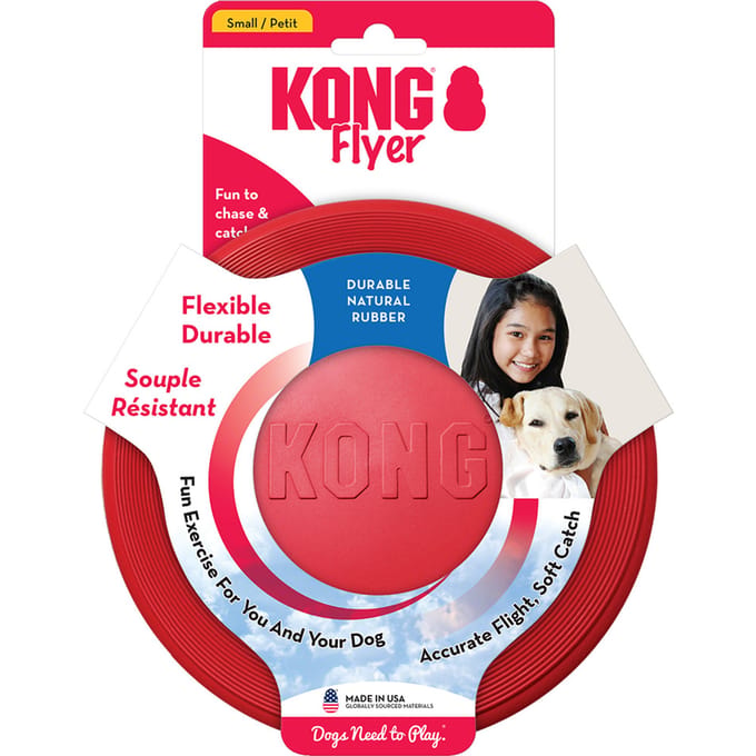 Kong Flyer S - Kauwspeelgoed - 254 mm x 176 mm x 18 mm - Rood
