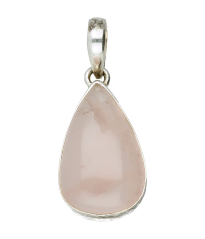 Zilveren Roze kwarts edelsteen druppel hanger