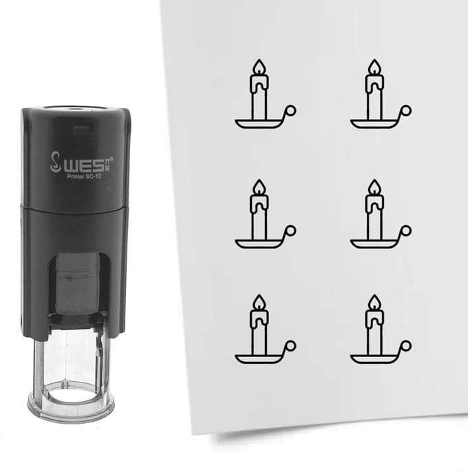 CombiCraft Stempel kaars 10mm rond zwarte inkt - per 1 stuk