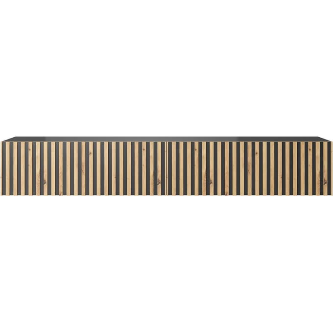 Selsey Telire - RTV kast 175 cm - zwart met lamellenfront eiken artisan