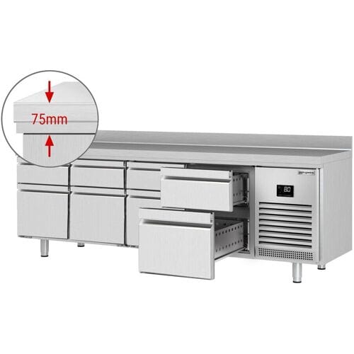 GGM Gastro Kühltisch Premium PLUS - 2452x700mm - 8 Schubladen - Aufkantung