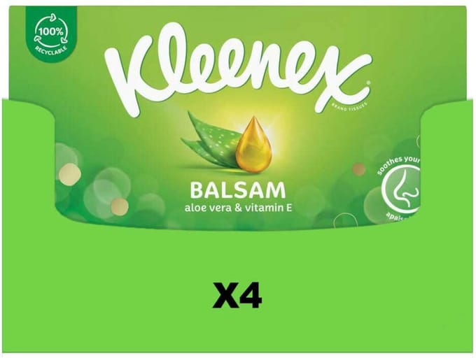 Kleenex 4 x 64 stuks Tissues Balsam 3-laags -