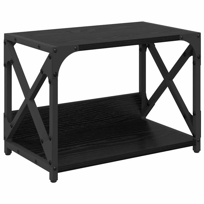 vidaXL Printerstand Zwart Eiken 44 x 26 x 31,5 cm Bewerkt hout