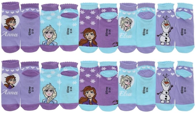 Frozen Sokken - 10 Paar - Maat 31/34 - Paars - Blauw - Kind