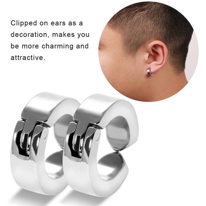 1 Paar Stijlvolle Roestvrijstalen Oorclips Oorbellen Oor Manchet Sieraden Cadeau (Zilver Glad Oppervlak) brown