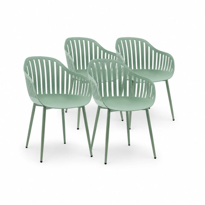 DS4U® - Harry tuinstoel - Set van 4 - Groen - Kunststof - Kuipstoel