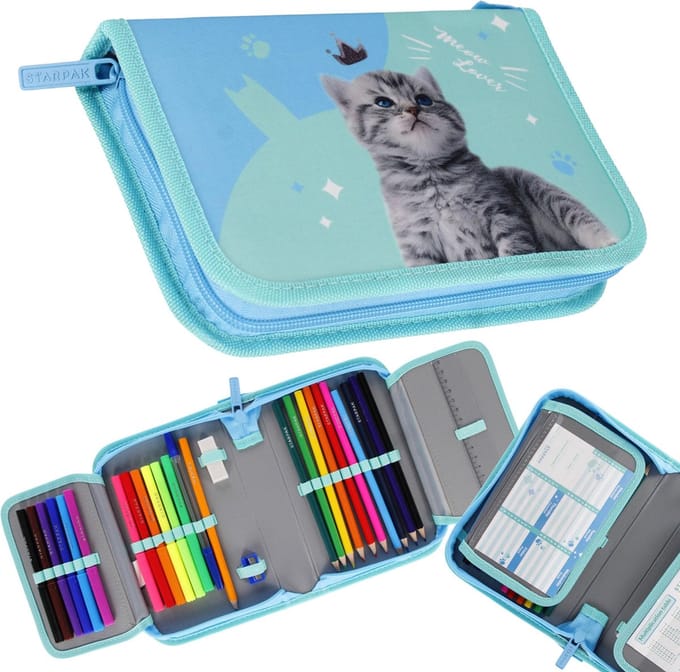 Kittens Dubbelklaps etui met inhoud, etui voor meisjes