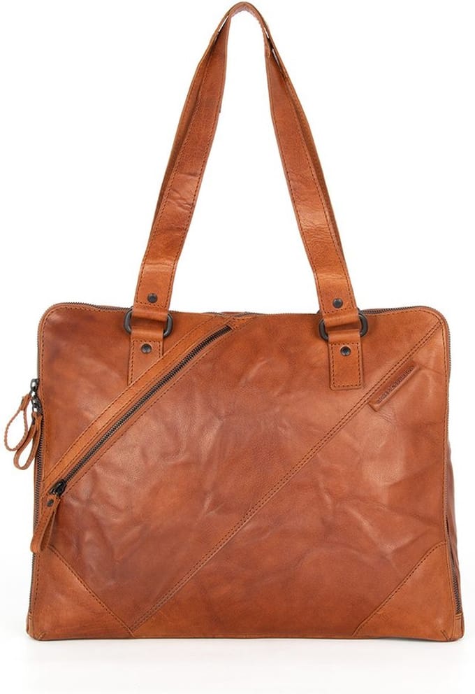 Leren Laptop Schoudertas - 15.6 inch - Stella - Brandy Cognac