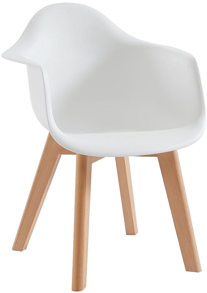 Vente-unique Set van 2 kinderstoelen met armleuningen van polypropyleen en beuken - Wit - POUPINETTE