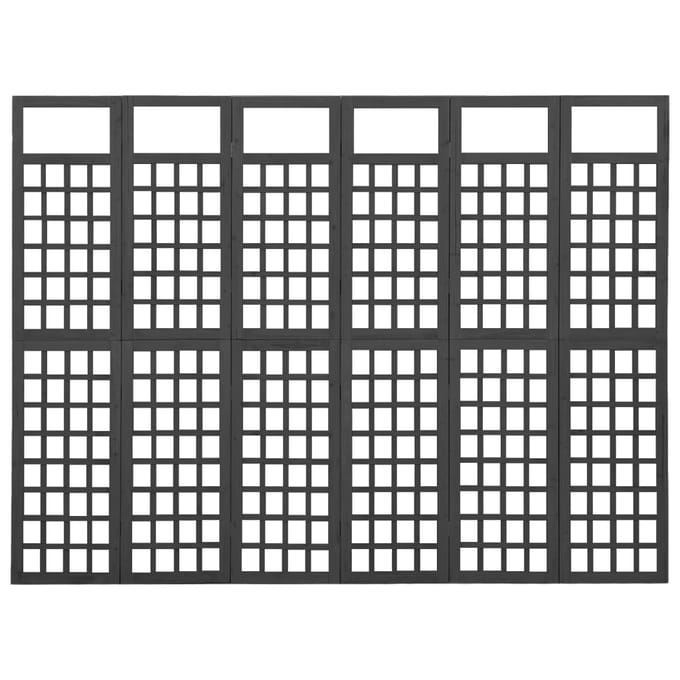 vidaXL - Kamerscherm/trellis - met - 6 - panelen - 242,5x180 - cm - vurenhout - zwart