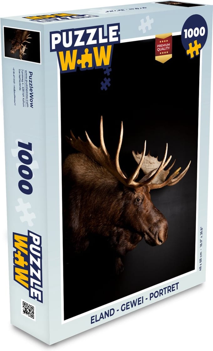 Puzzel Eland - Gewei - Portret - Legpuzzel - Puzzel 1000 stukjes volwassenen