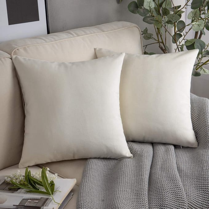 Fluweelzachte Kussenhoezen Set van 2 Witte Sierkussenshoes 60x60 cm