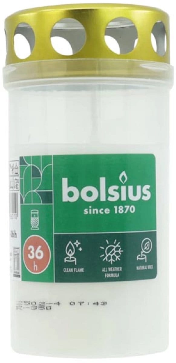 Bolsius grafkaars - 11 cm - Wit - Kunststof pot met metalen deksel