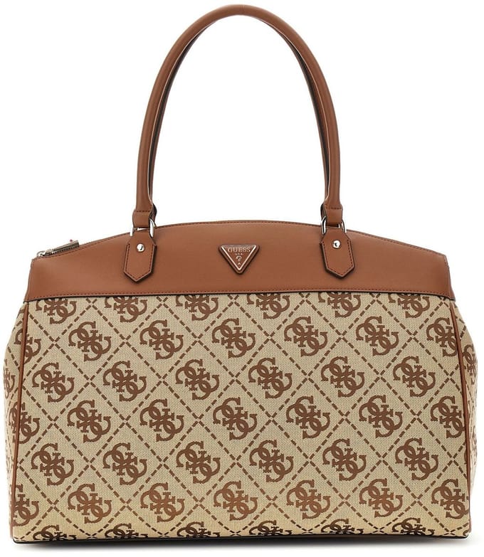 GUESS schoudertas reistas Audrey Logo Deluxe Dome Tote Cognac Logo bruine