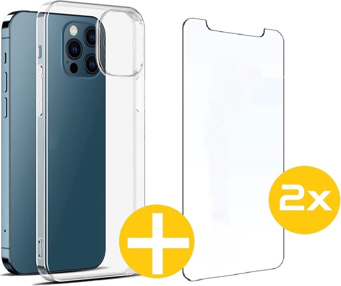 iPhone 13 Hoesje + 2x iPhone 13 Screenprotector | Silicone case | Transparant Hoesje + 2x Screenprotector | Tempered Glass