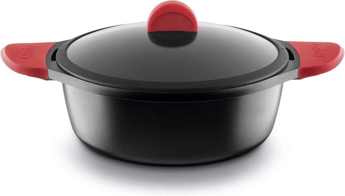 Hoge braadpan 28 cm met glasplaat voor inductiekoken