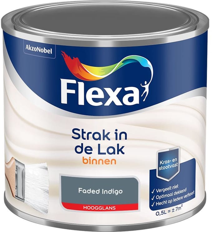 Flexa - Strak In De Lak Binnenlak Hoogglans - Faded Indigo - Mengverf - 500 Ml