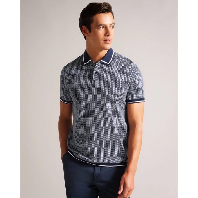 Ted Baker Affric Heren Korte Mouw Regular Geo Gestructureerd Poloshirt