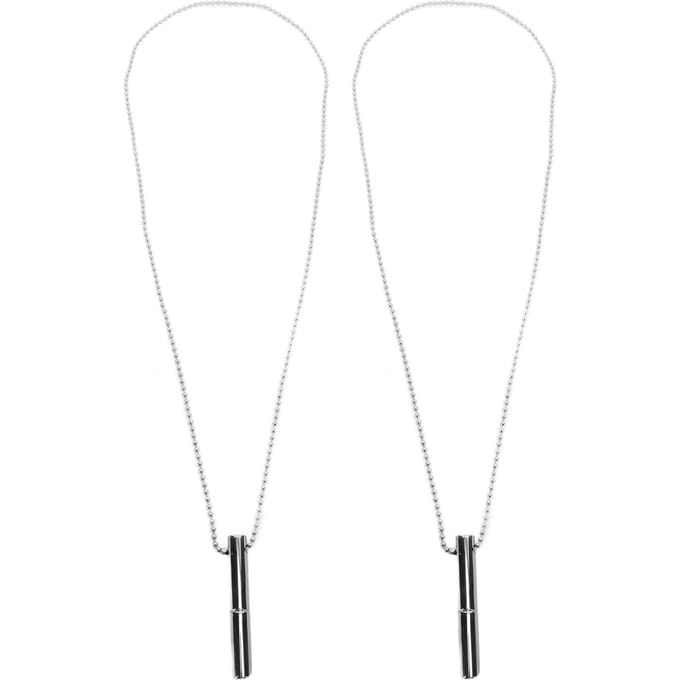 2 STUKS Stress Angst Verlichting Ketting Roestvrij Staal Mindful Ademhaling Oefening Apparaat Fluitje white
