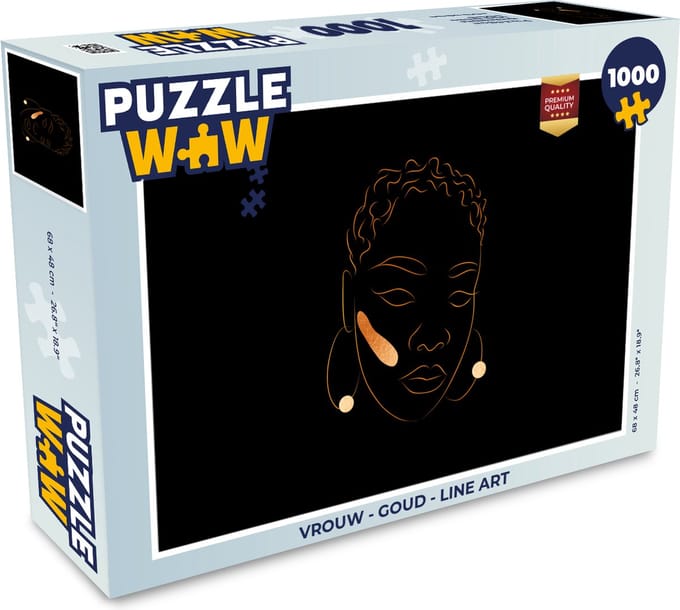 Puzzel Vrouw - Goud - Line art - Legpuzzel - Puzzel 1000 stukjes volwassenen