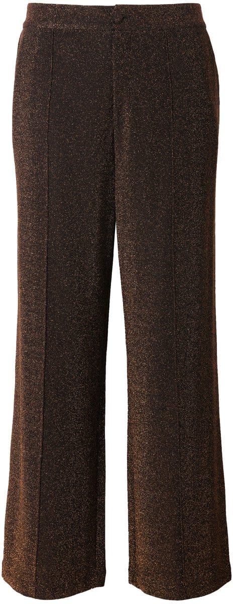 Studio Untold - Dames - Broek wijde pijpen hoge taille glitters - Hazelnoot - Maat 56