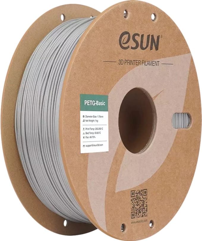 eSun PETG Massief zilver / Solid silver 1kg - 1.75mm - 3D printer filament