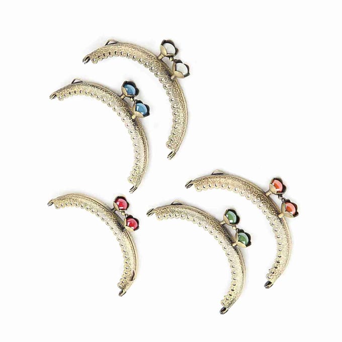 1 stuks Halfrond Legering Clutch Frame DIY Embossed Naaien Metaal Tas Portemonnee Portemonnee Frame beige