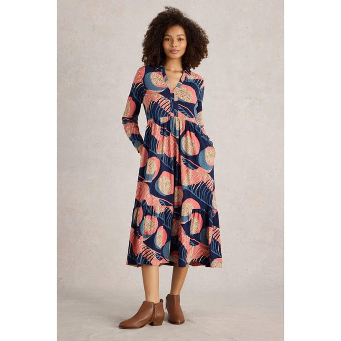 White Stuff Aimee Jersey Dress Navy Multi Größe: 20 | Blusenkleider Outlet | Damen | Blau