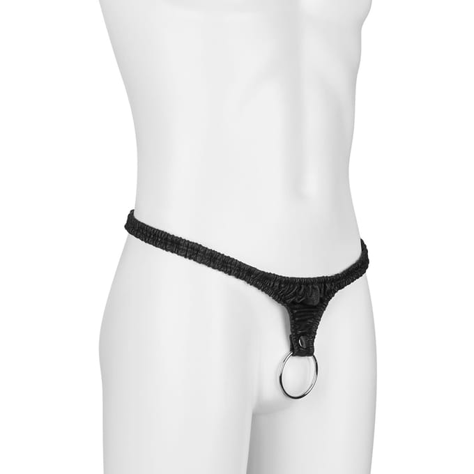 Rimba - Leren Slip Met Verwisselbare Metalen Cockring 50 mm M