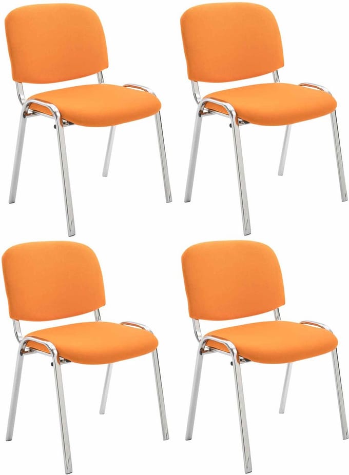CLP Ken Set van 4 stoelen - Chroom - Stof oranje
