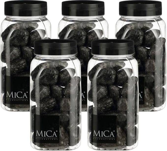 Mica Decorations decoratie stenen - 5x - groot - 650ml - antraciet mix - hobby steentjes - sier stenen