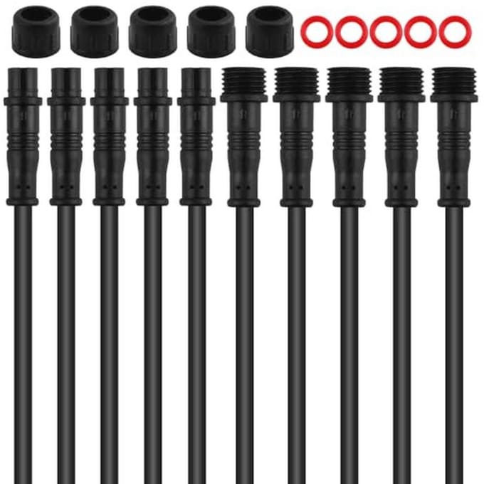 Waterdichte 2-polige connectoren set - 5 stuks voor LED, auto, boot, en motorfiets
