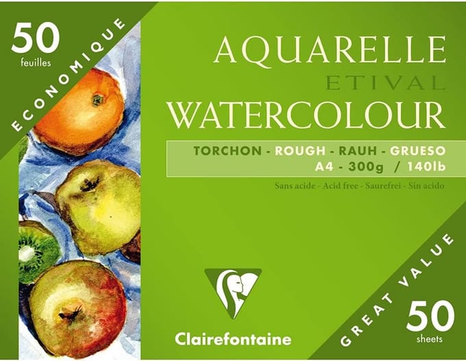 Aquarelpapier Map - Tekenen Papier - Schilderen - 100% Cellulose - A4 250 g - Wit