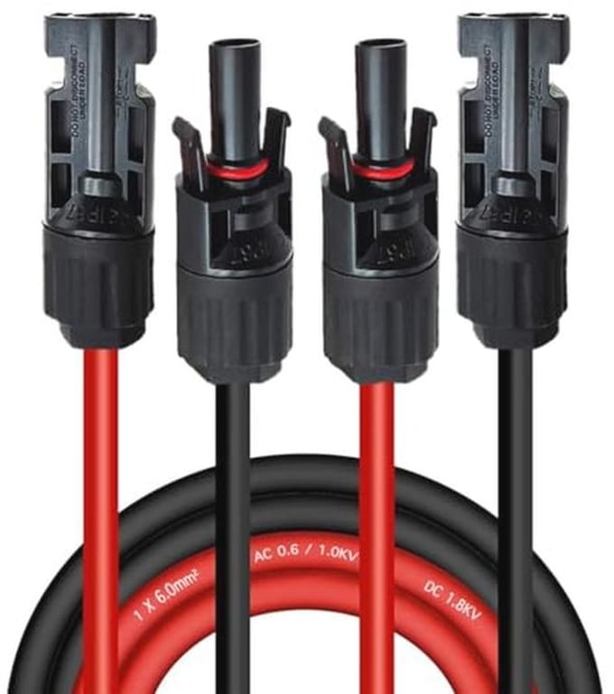 6mm² Zonnepaneel Verlengkabel met Dubbele Connector - Waterdicht en Duurzaam 1Mx2
