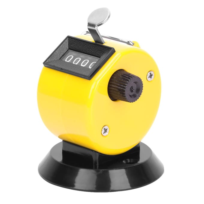 BERM Handteller 4 Cijfers ABS Plastic Schaal Mechanisch Handheld Telinstrument met Haak geel