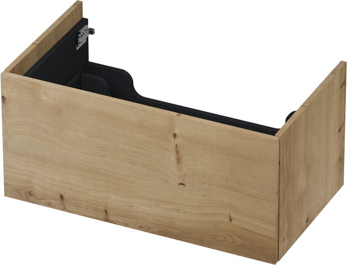INK wastafelonderkast 1 lade greeploos push to open echt hout 80x45x38cm, fineer ash grey